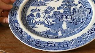 Wedgwood Blue and White Willow china 10 inch dinner plate [upl. by Llertram]