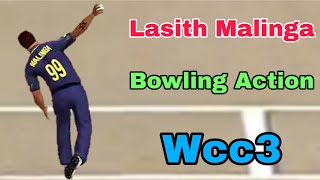 Lasith Malinga Bowling Action in  Wcc3  FewRen Gaming [upl. by Nwahsirhc]