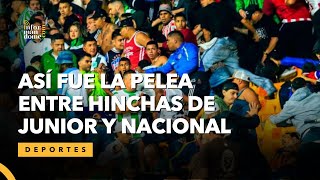 Así fue la pelea entre hinchas de Atlético Nacional y Junior [upl. by Dymoke414]