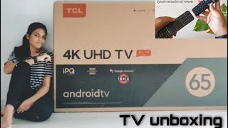 TCL P615 65 inch TV Unboxing QLED unboxing Android TV review in english pairing remote [upl. by Chadabe]