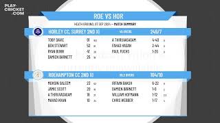 Roehampton CC 2nd XI v Horley CC Surrey 2nd XI [upl. by Terryn]