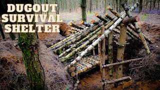 Building A Dugout Viking Style Shelter With Hand Tools Bushcraft CampingGIVEAWAY [upl. by Ahsiatal180]