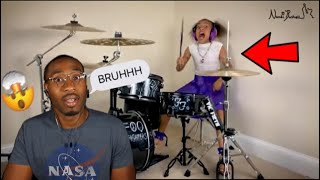 10 Year Old Female Drummer Nandi Bushell Challenges Dave Grohl to a Drum Battle 😬 [upl. by Bara]