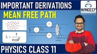 Mean Free Path Class 11 Physics Derivation in Hindi  Kinetic Theory of Gases [upl. by Ellezig]