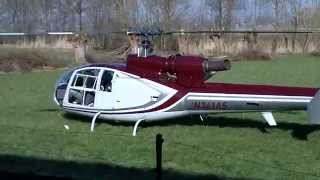 SA341G Gazelle helicopter startup side hover 360 turn and takeoff [upl. by Areis52]