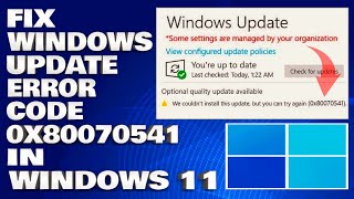 How To Fix Windows Update Error Code 0X80070541 in Windows 1110  Solution [upl. by Slifka]