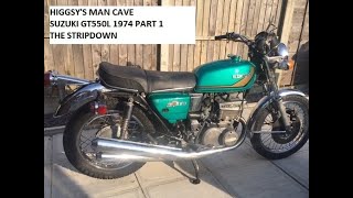 HIGGSYS MAN CAVE SUZUKI GT550 PART 1 [upl. by Ahseer]