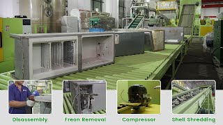 Complete Refrigerators Recycling Plant  Compressor Freon amp Shell Recovery System [upl. by Abagael]