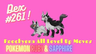 Pokemon Ruby and Sapphire  Poochyena All Level Up Moves and Evolution  Dex Entry 261 [upl. by Esmerolda384]