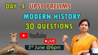 DAY 4  MODERN HISTORY 30 Dynamic Questions  UPSC PRELIMS  Dr Mamatha Mam  FemPower IAS [upl. by Yssej]