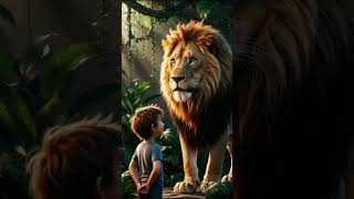 एक जंगल में एक लड़का था जो पेड़ों के बीच खेलता था shorts shortsviral lion story shortsfeed [upl. by Ulita510]