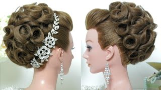 Bridal hairstyle Wedding updo for long hair tutorial [upl. by Ynoyrb]