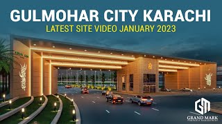 GULMOHAR CITY KARACHI NEW UPDATE  CONSTRUCTION VIDEO  M9 MOTORWAY  PREMIUM BLOCK  PLOT  MAP [upl. by Ciryl]