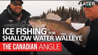 Ice Fishing for Shallow Water Walleye  The Canadian Angle [upl. by Tamarah]