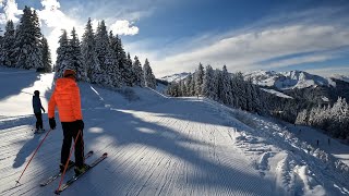 Megève France Mont Blanc  gorgeous treelined pistes with views 🥰 [upl. by Hunsinger96]