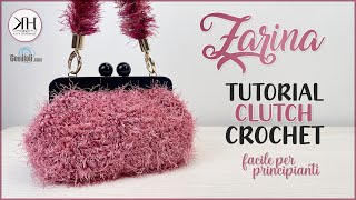 CLUTCH UNCINETTO con CHIUSURA IN LEGNO  quotZarinaquot borsa crochet effetto pelliccia ✨ [upl. by Oria]