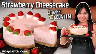 Easy Strawberry Cheesecake No bake No Gelatin  Easy Strawberry Cheesecake [upl. by Rayford]