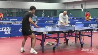 张继科 Zhang Jike Backhand Return of Service Practice [upl. by Inkster899]