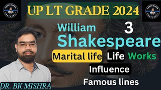 LT GRADE LEC3 ENGLISH  BIOGRAPHY OF SHAKESPEARE BIOGRAPHY IN DETAILED BY BK SIR [upl. by Nealey]