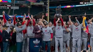 Nationals Receive World Series Trophy amp Stephen Strasburg Receives World Series MVP Trophy [upl. by Naginarb]