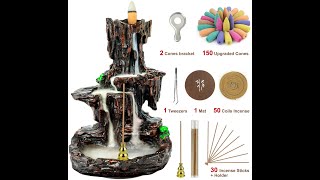 Famiry Backflow Incense Burner Waterfall Incense Burner Holder Mountain Tower Incense Holders [upl. by Lohman]