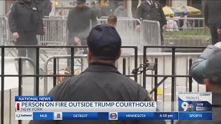 Man sets himself on fire outside Trump trial courthouse [upl. by Hiroshi]