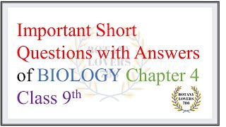 Biology Class 9 chapter 4 important short questions with answers [upl. by Lledniuq992]