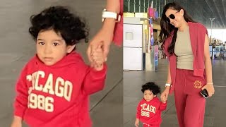 Gauhar Khan Spotted With Son Zehaan Khan At Mumbai Airport [upl. by Jamil]