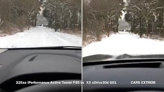 Acceleration On Snow 2017 BMW 225xe iPerformance Active Tourer F45 vs 2017 BMW X3 xDrive30d G01 [upl. by Heppman378]