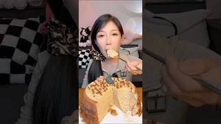 Crepe Cake eating show mukbang asmreating shorts crepes [upl. by Nairoc]