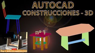 1  Mesa  Silla  Taburete Construcciones en 3D [upl. by Ycnahc]