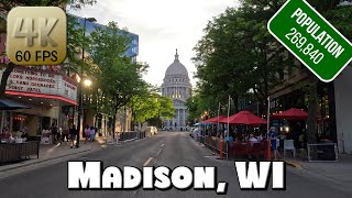 Driving Around Downtown Madison WI in 4k Video [upl. by Dnarb]