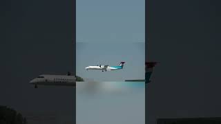 Luxair landing at BUDLHBP aviation budapestairport luxair [upl. by Atiuqat]