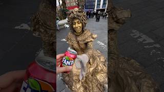 Gold Lady Maria Red Fanta youtubeshorts goldstatue trending busking statue streetartist reel [upl. by Nrehtak]