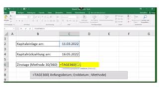 Excelfunktion Tage360 [upl. by Arbuckle]