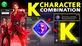 K Character Skill Combination 2024  Best character combination in free fire  K character ability [upl. by Aelyak]