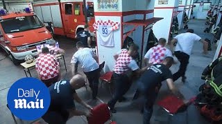 Croatian firefighters on call seconds before winning penalty [upl. by Tahmosh]