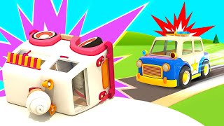 Street vehicles need help Helper cars ready to go Police car saves the truck Cartoons for kids [upl. by Eiramassenav]