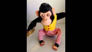 Vintage Monkey Toy Banging Cymbals Musical Jolly Chimp [upl. by Ahseikal7]