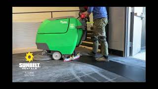 Construction clean up with a Tennant T300 disk with Sunbelt Rentals [upl. by Wardlaw158]