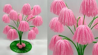 ऊन से गुलदस्ता बनाने का तरीकाDIY EASY WOOLEN FLOWERS GULDASTAWOOLEN FLOWER VASE CRAFT IDEA [upl. by Osmond]