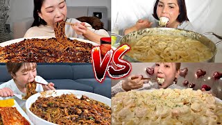 Black Bean Noodles VS Creamiest Pasta ⚫🆚⚪ [upl. by Assirroc291]