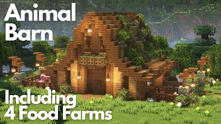 ANIMAL BARN INCLUDING 4 FOOD FARMS  Minecraft Tutorial  Java 121 [upl. by Eneg]