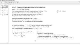 GV II2 Géométrie vectorielle  Sommes de combinaisons linéaires [upl. by Mikal]