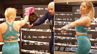 WOW  ASTRID WETT POUNDS PADS AT WORKOUT AHEAD OF AJ BUNKER MISFITS TITLE FIGHT [upl. by Naraa]