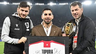 Ilia Topuria presented the belt to the fans in the Dinamo Arena 🇬🇪 [upl. by Olimac]