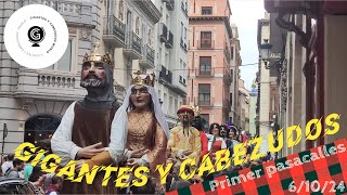 GIGANTES Y CABEZUDOS DE ZARAGOZA  1ª Salida Fiestas del Pilar 2024 [upl. by Ahsei]