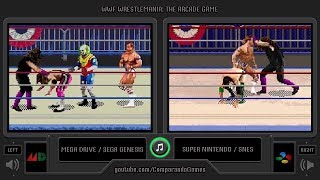 WWF WrestleMania The Arcade Game Sega Genesis vs SNES Gameplay Comparison  VCDECIDE [upl. by Parrie]