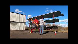 Fokker Triplane LeRhone engine first run [upl. by Cassie]