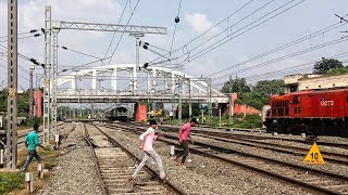 People dangerously running in front of Vikramshila Superfast Express  Jamalpur Junction [upl. by Eniruam465]